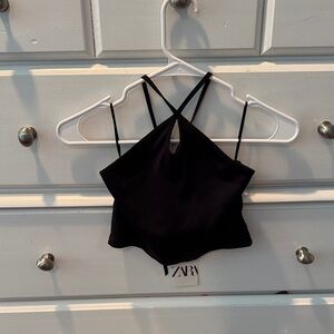 Zara Black Halter Crop Top